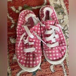 3/$15 SALE WONDER NATION GIRLS PINK & WHITE CHECKERED SHOES SIZE 11